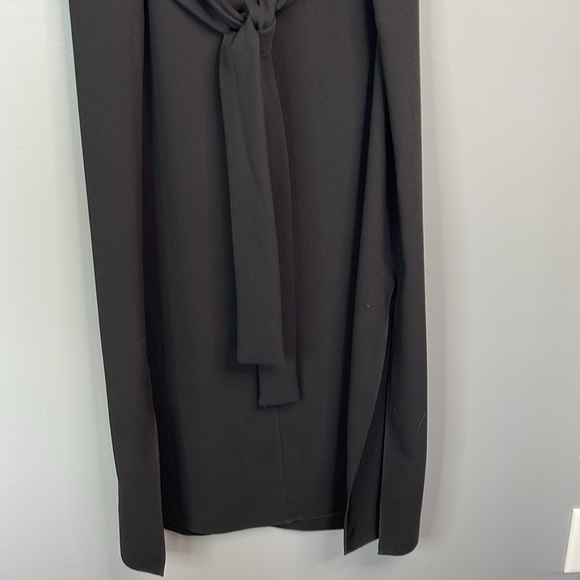 Zara Woman Tied Waist Shift Dress Midi Black Size XL - Picture 4 of 11